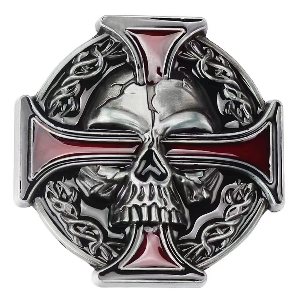 1857 Gift Box Packed Vintage Skull Skeleton Celtic Cross Belt Buckle